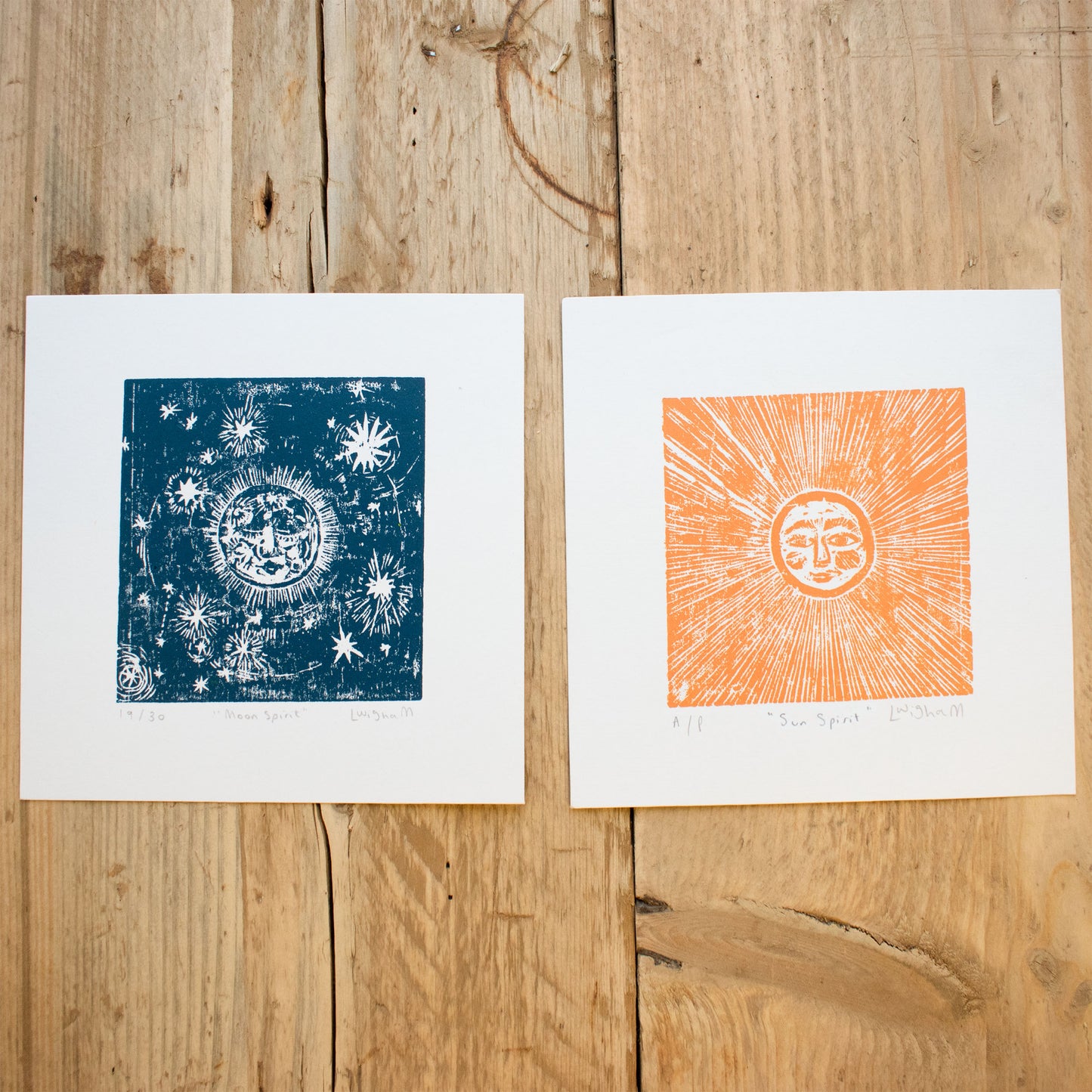 'Moon Spirit' & 'Sun Spirit' Woodcut Prints