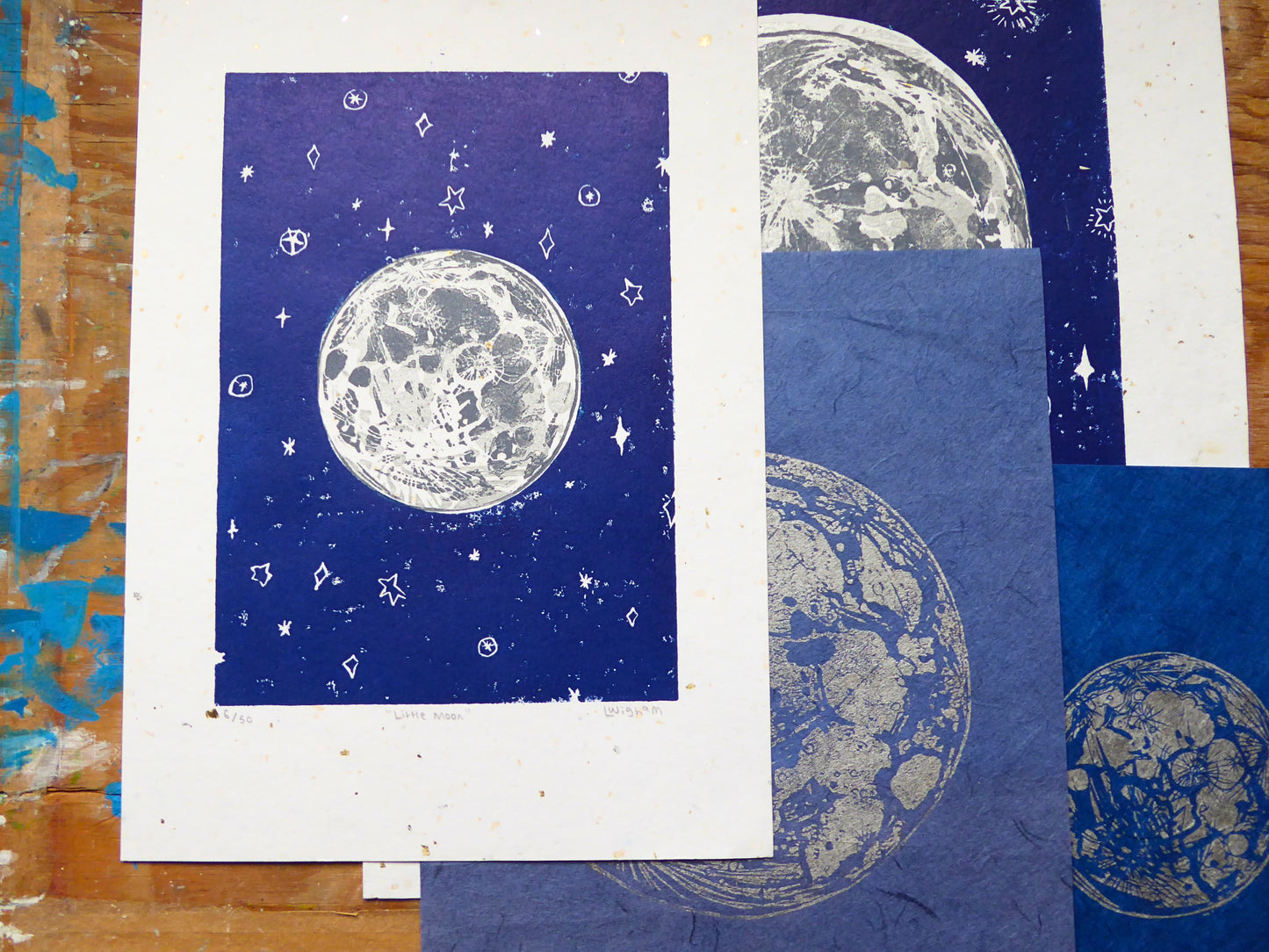 'Little Moon' A4 Linocut Print