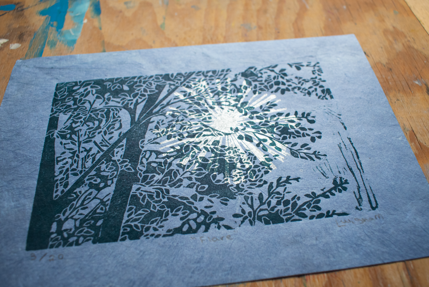 'Flare' A5 Linocut Print