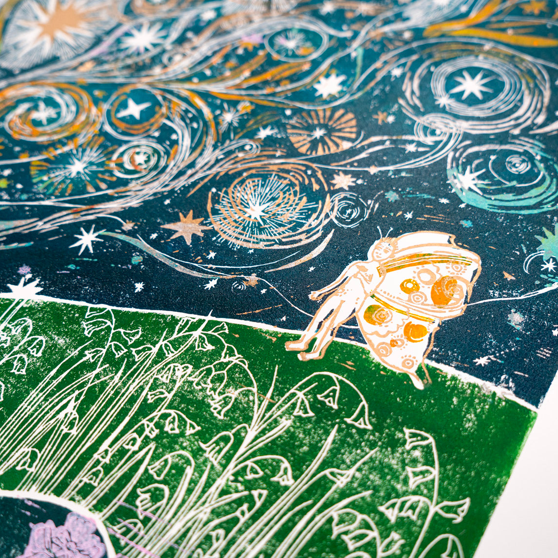 'Among the Dark Skies' Linocut Print