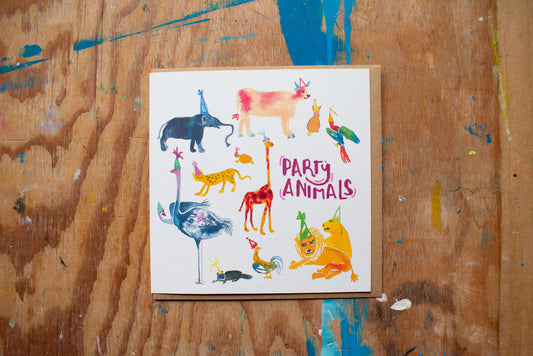 'Party Animals' Greetings Card