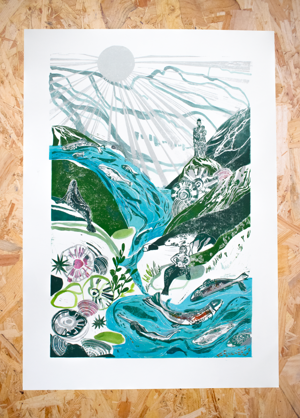 'Where the Selkies Swim' Linocut Print