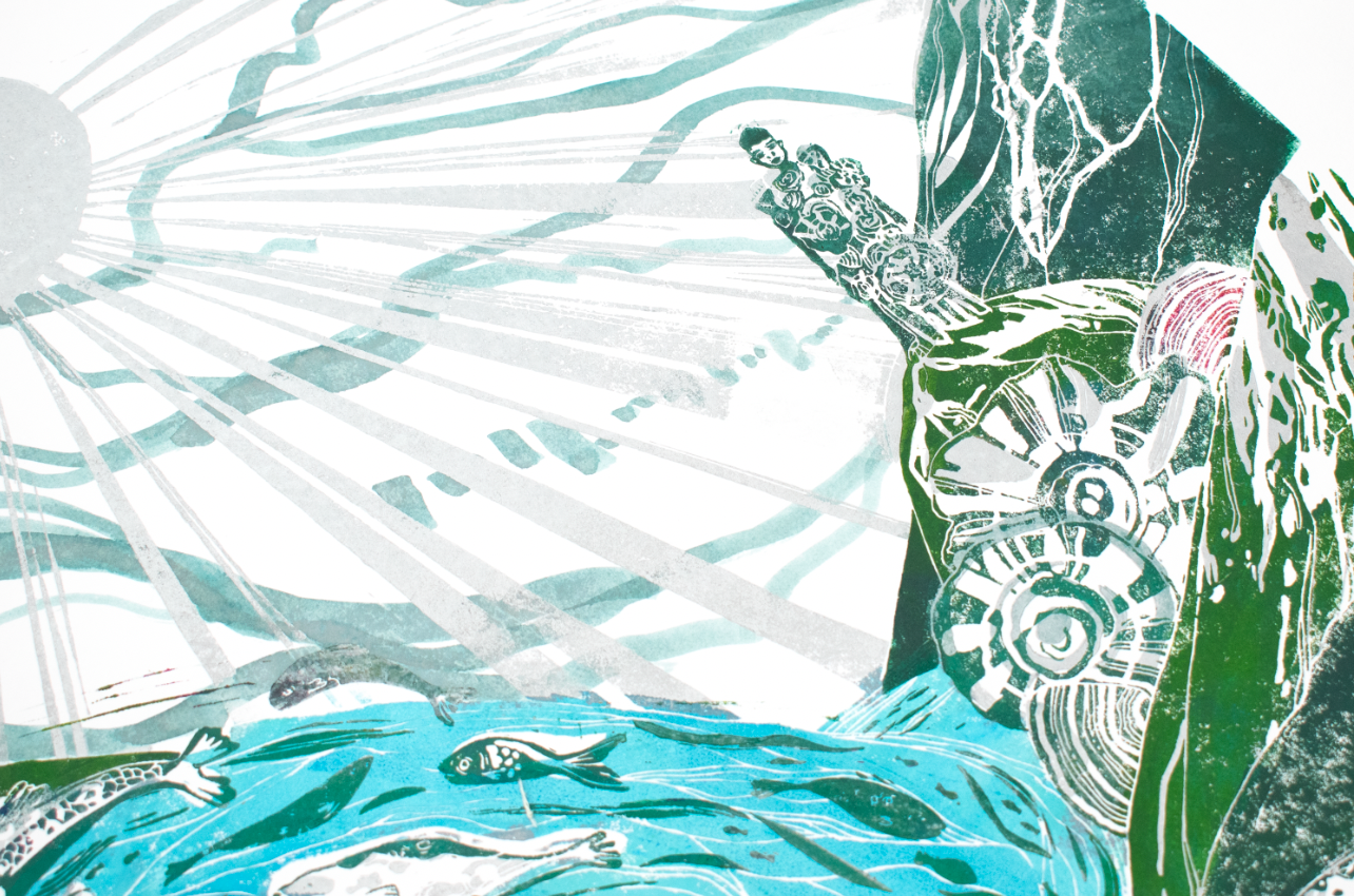 'Where the Selkies Swim' Linocut Print