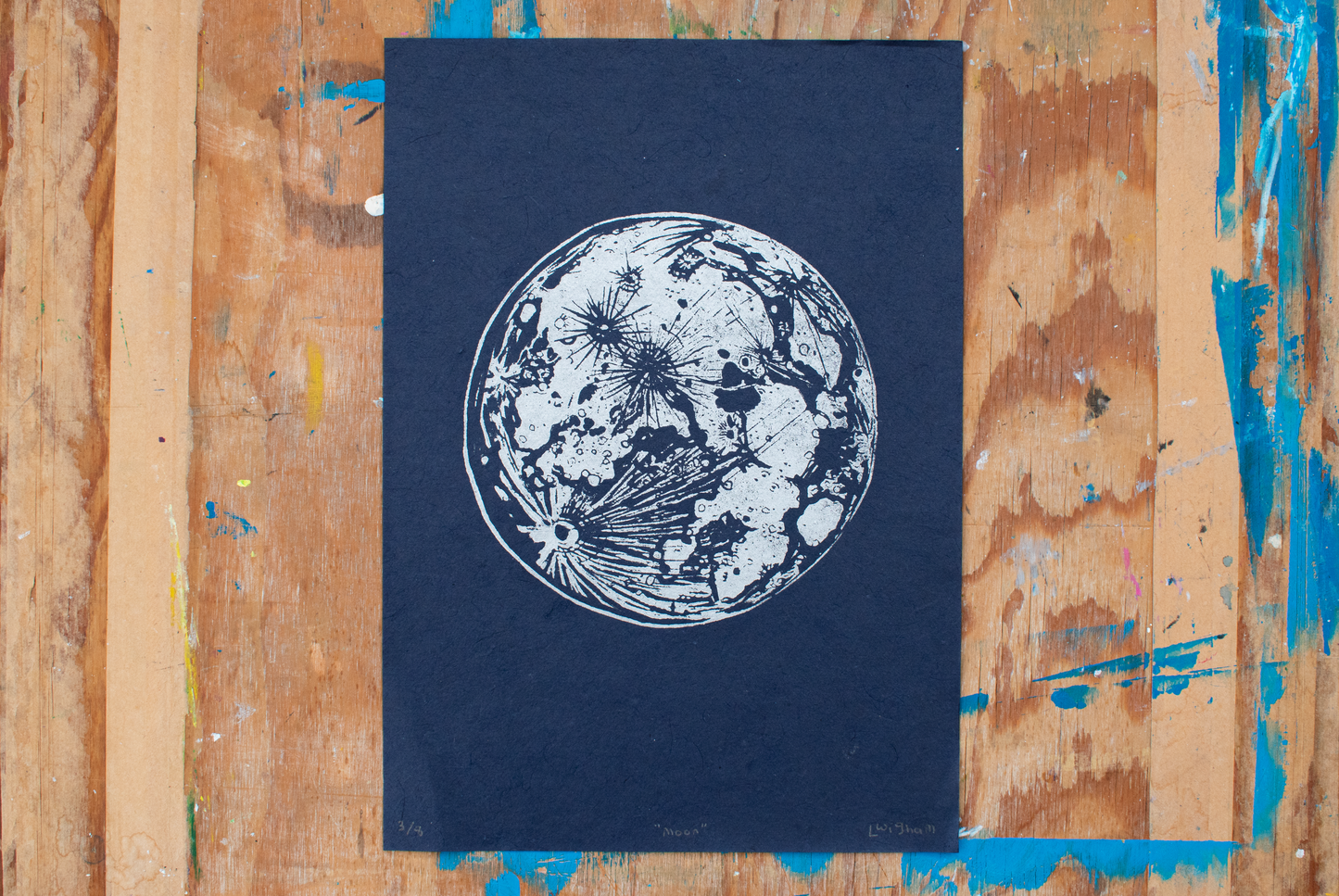 'Moon' A4 Linocut Print